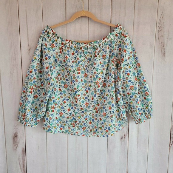 J. Crew Liberty Edenham Floral‎ Print Of The Shoulder Blouse Size 8 - Picture 7 of 9